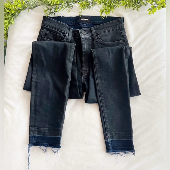 Hudson Barbara👖 High-Rise Skinny Ankle Raw Released Hem Denim Jeans - Picture 3 of 13